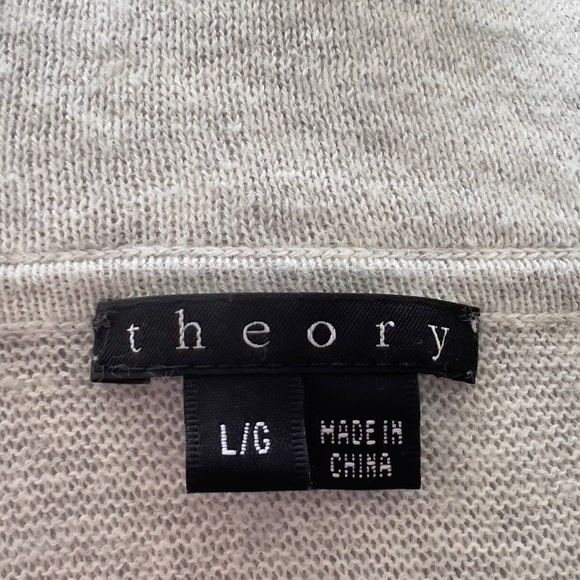 Theory Light Grey Short Sleeve Zippered Hoodie Cardigan Jacket Large L P - Picture 11 of 12